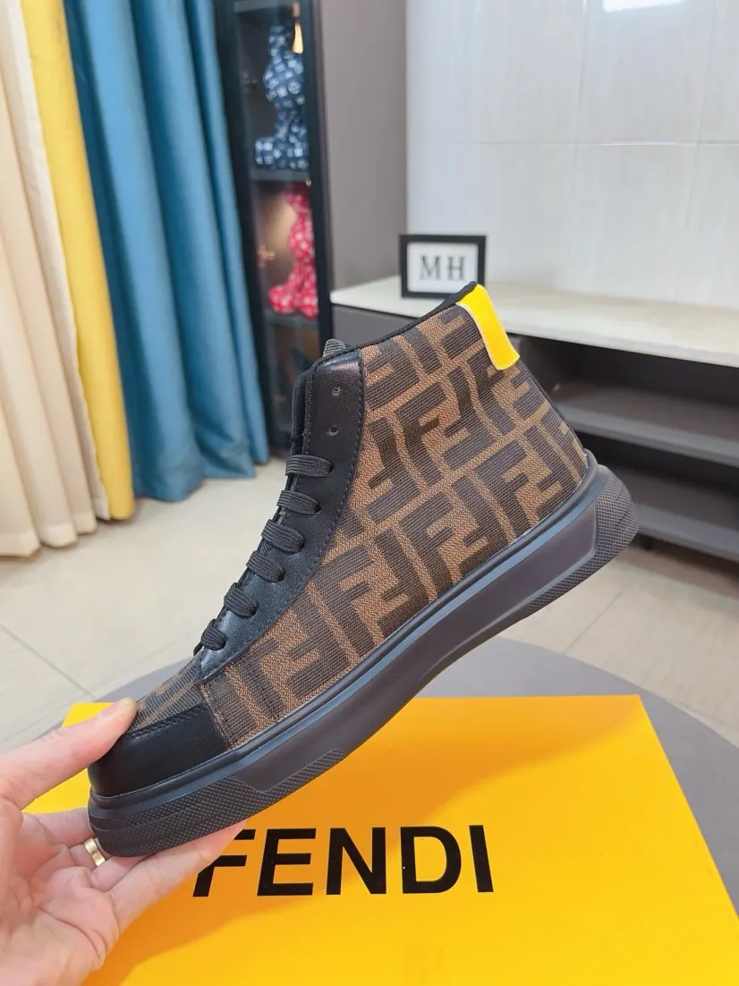 Men's shoes 💰440🌹🌹【fendi Fendi】: 🔝High-end brand of men's shoes: high-top series: official website 1:1 latest masterpiece: the upper is made of brand fabric with imported cowhide technology, ➕🐑made in sheepskin👍, making walking more convenient and comfortable, a stunning work, compared with the official quality, the beautiful 1:1 replica [color]! Create a fashionable personality to set off your uniqueness! A must-have for trendy men! 🔥Size: 38-44.